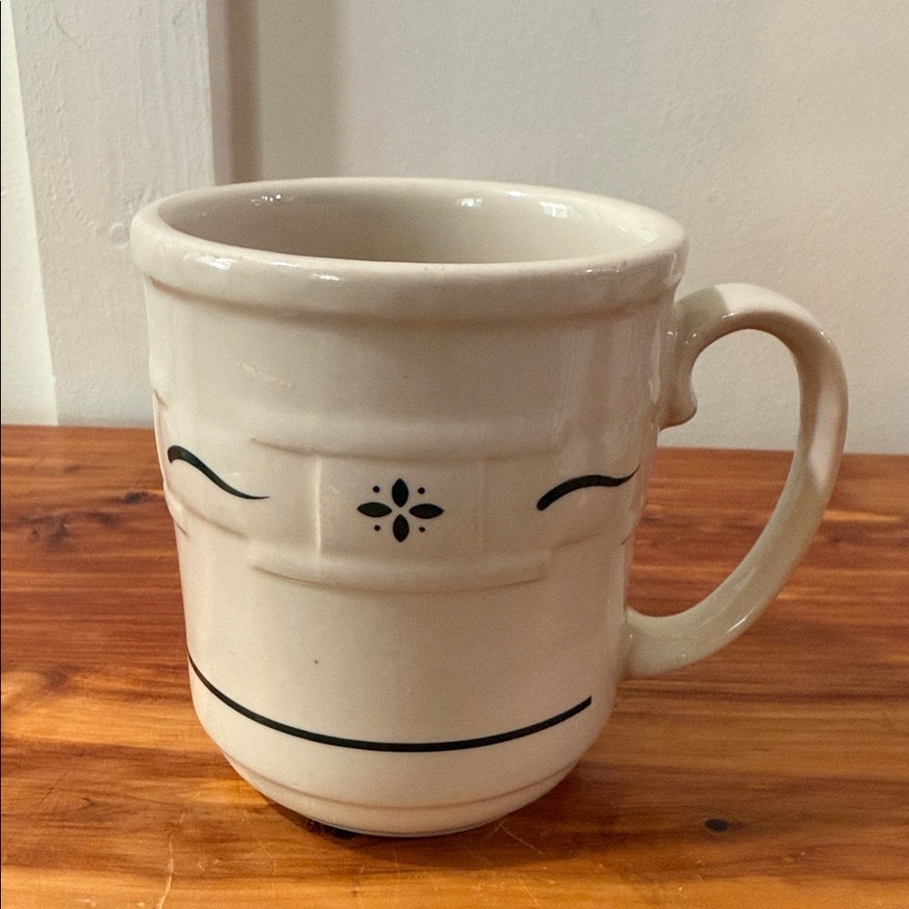 Longaberger Pottery Woven Traditions Heritage Green Coffee Mug
